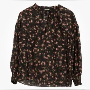 NWT- Alice + Olivia Julius Floral Long Sleeve Cotton & Silk Top Size M